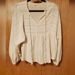 🍁 3/$30 Cream Striped Blouse
